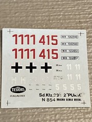 Testors German SD KFZ 234/2 PUMA Decals For Model Kit# 854 – Decals Only!!