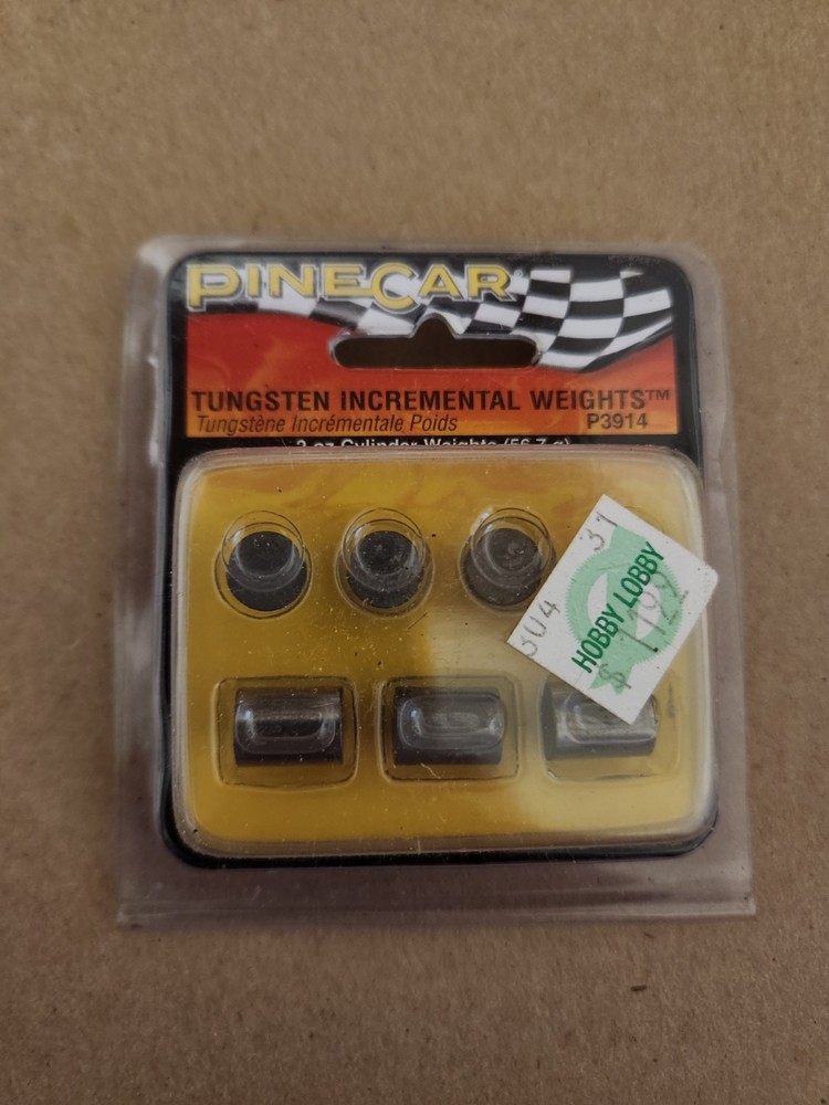 PineCar P3914 2oz Tungsten Incremental Weights Cylinder (Pack of 7)