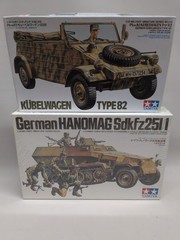 Lot(2) Tamiya Kits 35213 German Kubelwagen Type 82 35020 Hanomag Sdkfz251/1