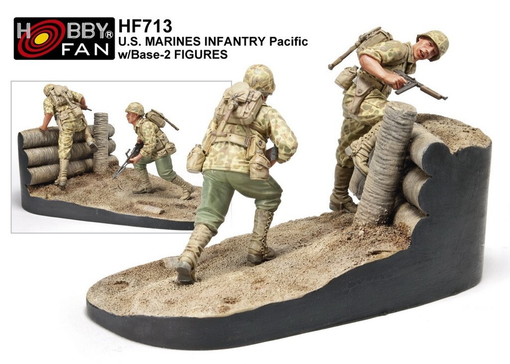 Hobby Fan 1/35 HF-713 US Marines Infantry (Pacific War) – 2 Figures w/Base