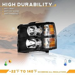 Headlights Pair OE Replacement Clear Lens I Black Housing I Amber Reflector