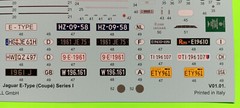 REVELL Jaguar XK-E Type Coupe 1/24 Waterslide Decal Sheet Dash Cluster Hi Detail