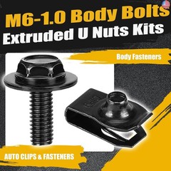 YKWYKW M6-1.0 Body Bolts & U-Nut Clips Kits,Hex Head Automotive Body Fender