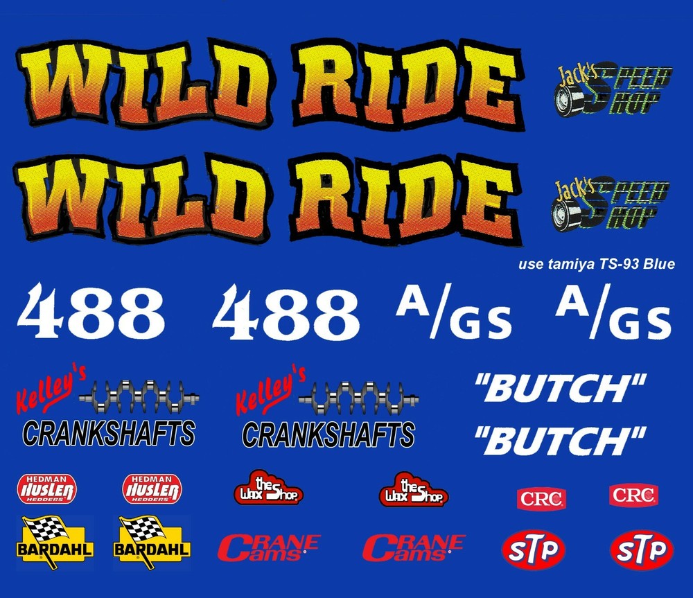 Wild RIDE NHRA DRAG 1/24th – 1/25th Scale Waterslide Decals