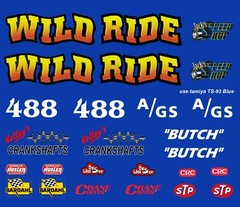 Wild RIDE NHRA DRAG 1/24th – 1/25th Scale Waterslide Decals