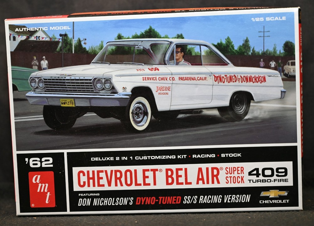 AMT 1962 Chevy Bel Air SS 409 Don Nicholson 1:25 Model Kit Sealed Bags #1135