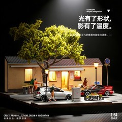 Collector 1:64 Coffee Shop Diorama Car Display Storage Decor Model
