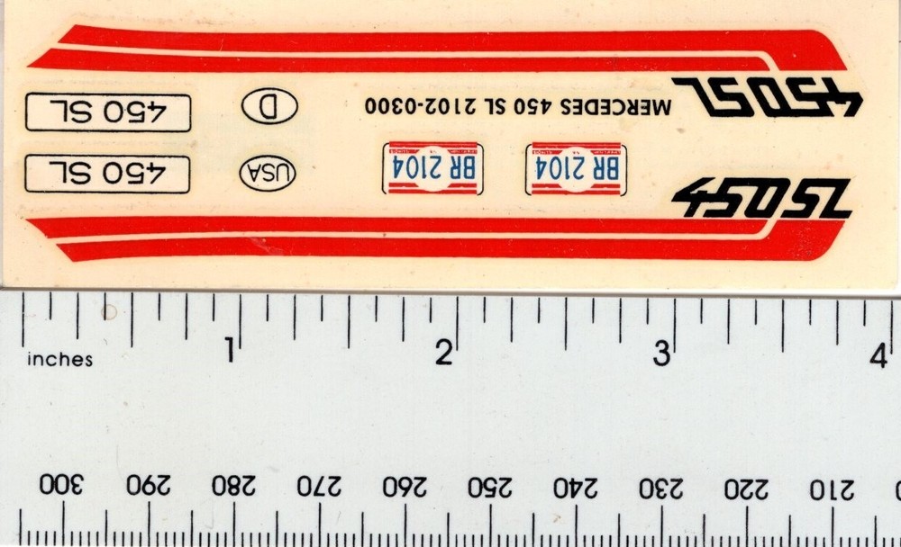 Monogram 2102 Mercedes 450SL Model Decal Only Not A kit