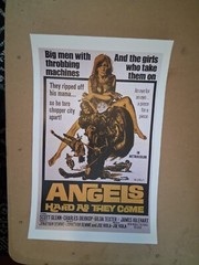 Very cool vintage 1960’s Angels Hard As They Come poster 30 yr old reprint GREAT