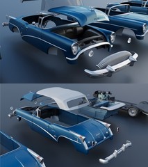 1/25 1954 Buick Skylark Convertible Resin Model Kit with Engine, Tires & Clears