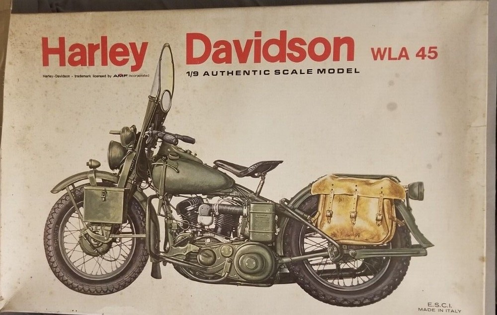 US Army HARLEY DAVIDSON WLA-45 ESCI 1:9 WWII MOTORCYCLE MODEL KIT #7002