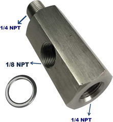 Oil Pressure Sensor Tee Adapter – 1/4 NPT Female to Male with 1/8 NPT Side Port