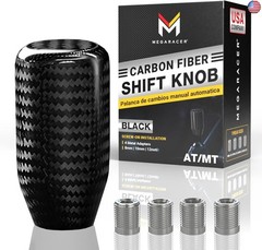 Premium 100% Real Carbon Fiber Shift Knob – 4 Metal Threaded Adapters, 4 5 6