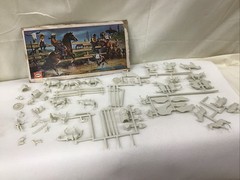Vintage UPC Western Figures Model Kit Cowboys Animals Guns Fence