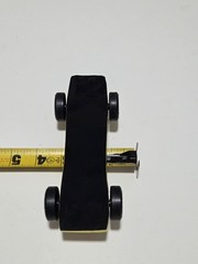 Vtg Pinewood Derby Custom Weighted Race Car Wood Racer OOAK Black Widow + Decals