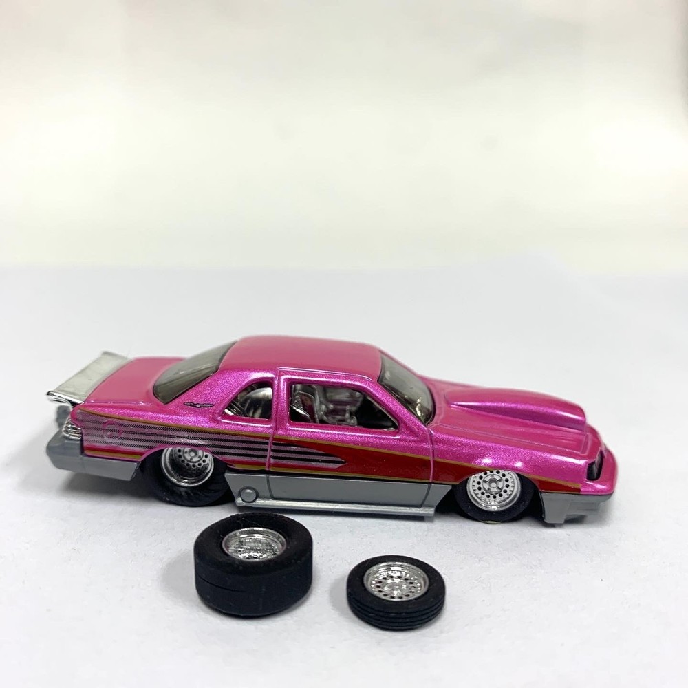 1:64 15” Pro Stock style Chrome Wheels And Tires. Car Not Available.