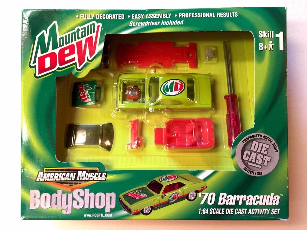 ERTL Body Shop Mountain Dew Model Kit 70 1970 Plymouth Barracuda Die Cast 1/64