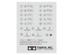 TAMIYA 1/35 German Military Sidecar Motorcycle KS600 Model Kit 35384 Y860730