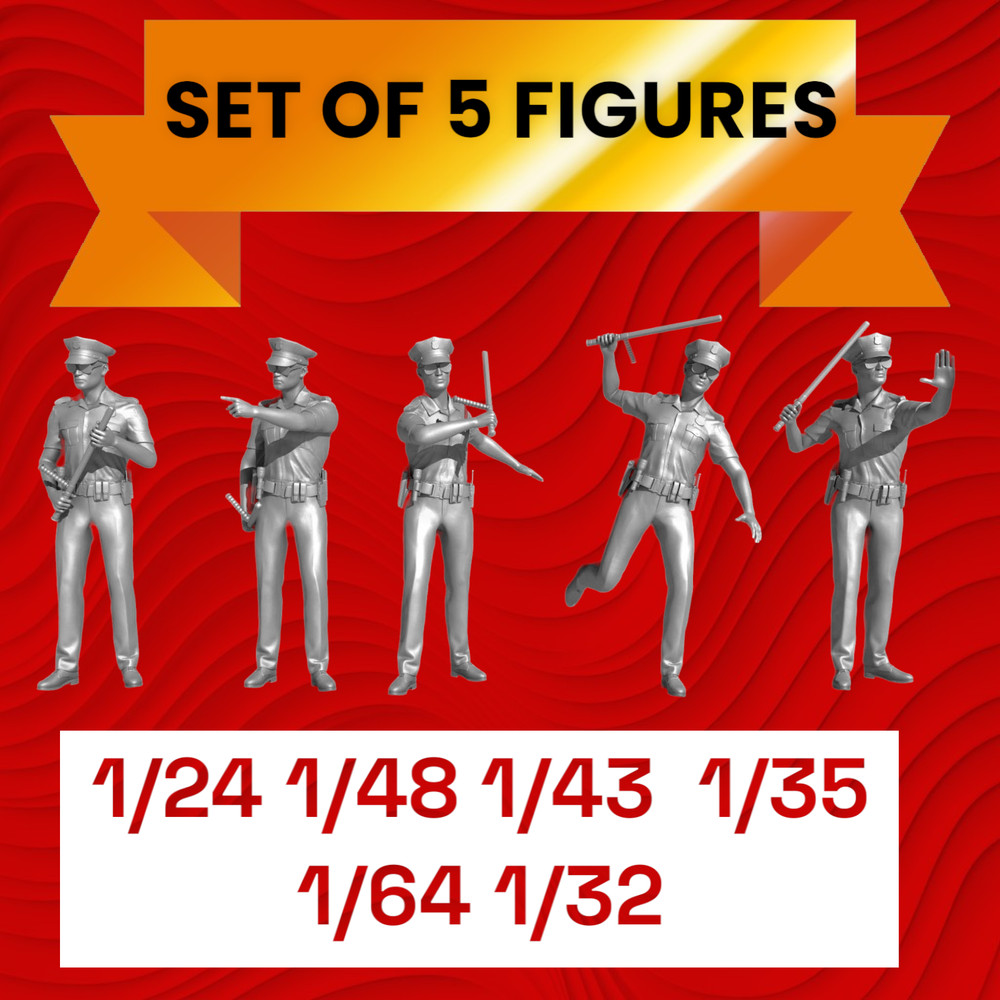 Police Figures Resin 3d printed Unpainted Cops Law Enforcement set #4LEO