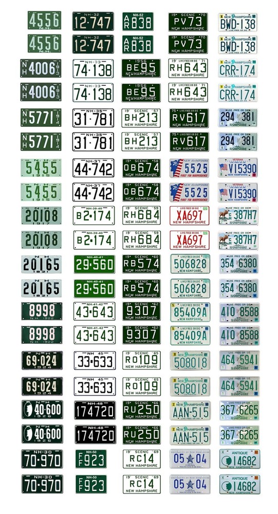 1/43 scale model car assorted USA New Hampshire license plates state tags 1:43