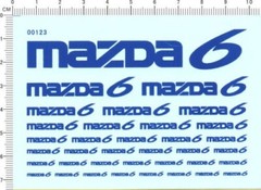 Car Model Decals MAZDA 6 for different scales Black/White/Blue 00123