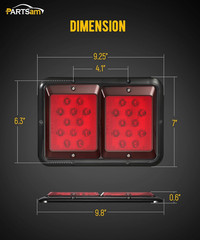 2X Double RV Trailer Camper Tail Lights 24-2835 LED Horizontal Vertical Surface