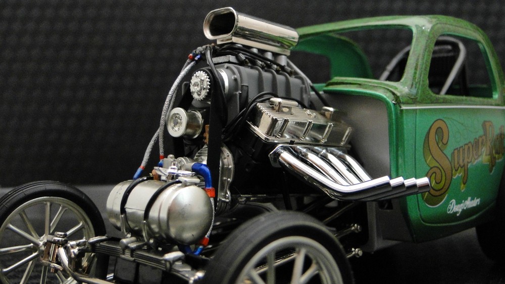 Hot Rod w Ford 1966 V8 Custom Built Dream Dragster Race Car Metal Body Model