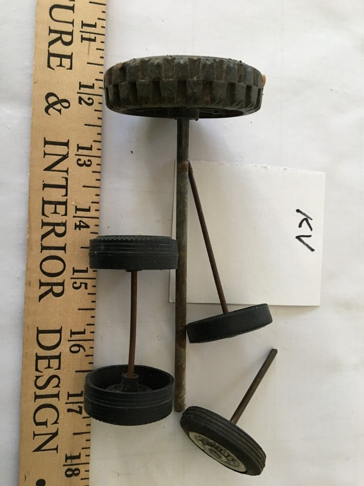 Toy steel truck parts KV – Lot of Wheels/tires/axles in various sizes