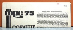 1/25 MPC ’75 CORVETTE COUPE # 7505 (INSTRUCTIONS ONLY)