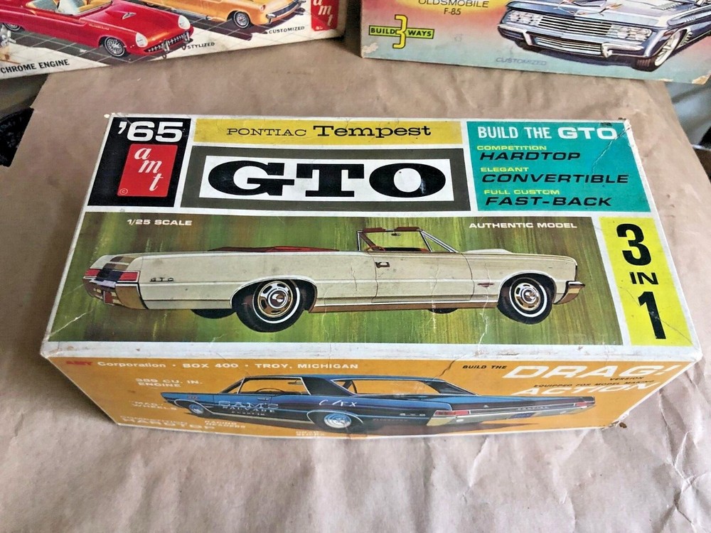AMT 3 Way 1965 Pontiac GTO Tempest Drag Fastback CONVERTIBLE 5615-150 BOX 1:25