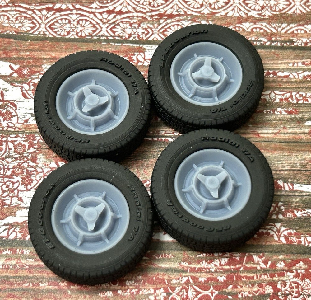 1/24 Scale: 15-inch “1966 Dodge Charger” Resin model car wheels/tires, 1/25