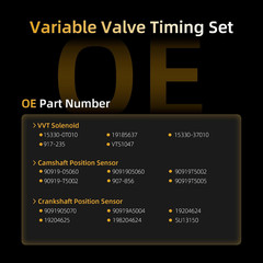 Engine Variable Valve Timing VVT Solenoid W/Crankshaft & Camshaft Position Senso