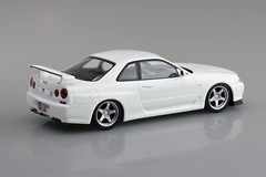 Aoshima 1/32 NISSAN SKYLINE R34 GTR Custom Wheels Plastic Model Kit *BLUE*