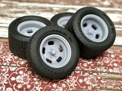 1/24 Scale: 15-inch “Five 5 Slot Mags” Resin Wheels W/ Wide Rear Tires