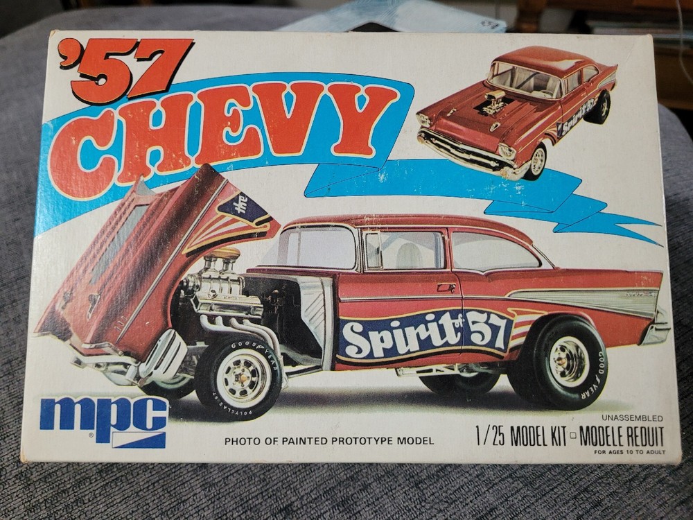 MPC 1957 Chevy Flip Nose SPIRIT OF 57 1/25 Scale 1975 Model Kit Sealed Inside.