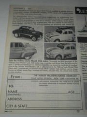 1960 HUBLEY RENAULT DAUPHINE Model Kit 159-K-2 Assembly Directions & Parts List