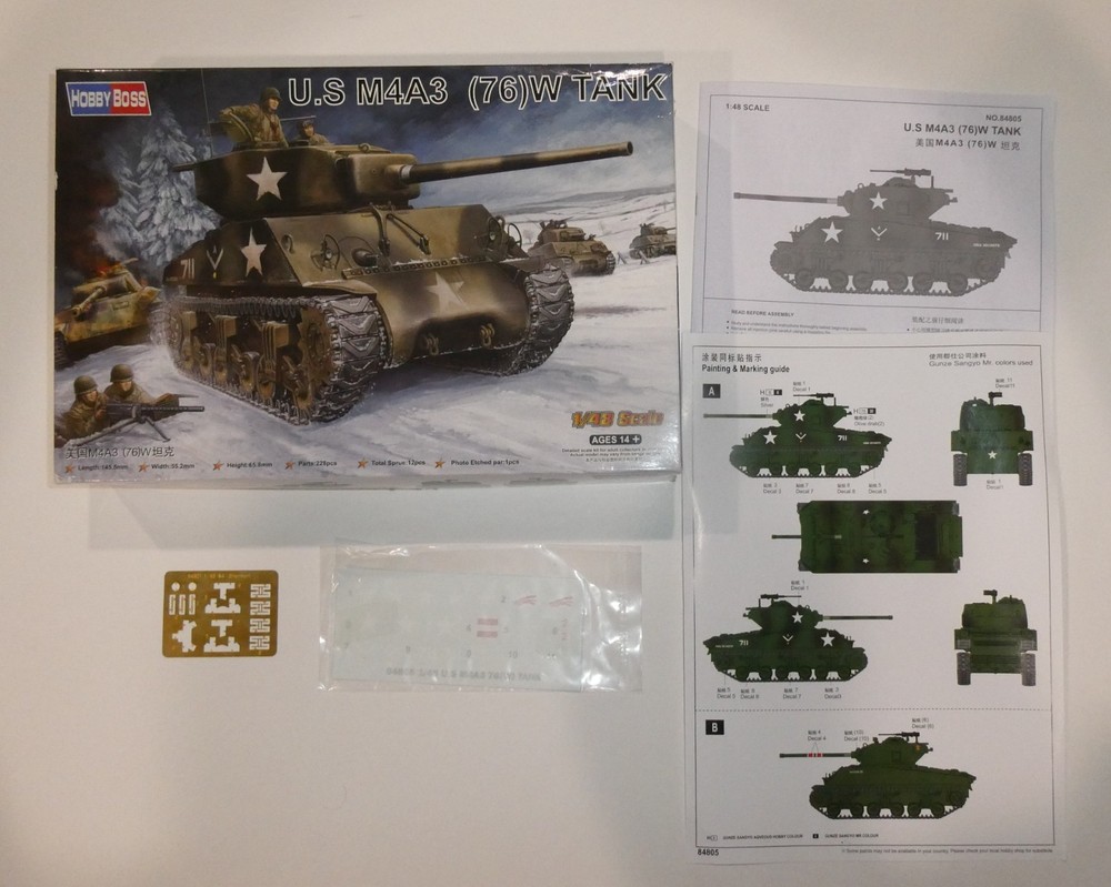 1:48 HOBBYBOSS 84805 : US M4A3 (76)W SHERMAN TANK – PARTS KIT ONLY