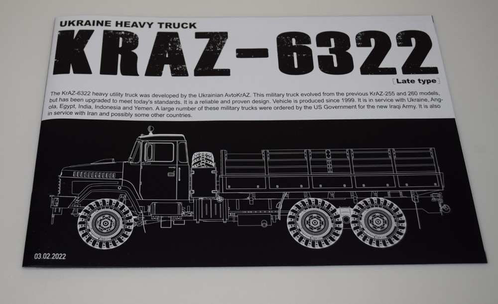 TAKOM UKRAINE KrAZ-6322 #2022 ⭐PARTS⭐ INSTRUCTION & MARKINGS BOOKLET 1/35