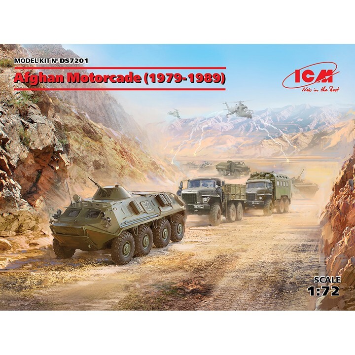 ICM #DS7201 1/72 Afghan Motorcade(1979-1989)URAL-375D,URAL-375A,ATZ-5-375,BTR-60