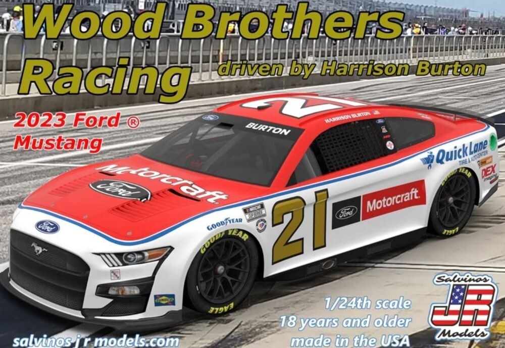 Salvinos 1/24 Wood Brothers Racing Harrison Burton 2023 NASCAR Ford Mustang Kit