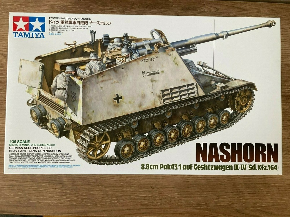 TAMIYA 35335 Nashorn No.335 1/35 Plastic model kit 8.8cm Pak 43/1 Sd.kfz.164