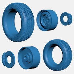 1/25 Resin 15 inch Smoothie Wheels, BFGoodrich Radial T/A Tires, and Brake Set
