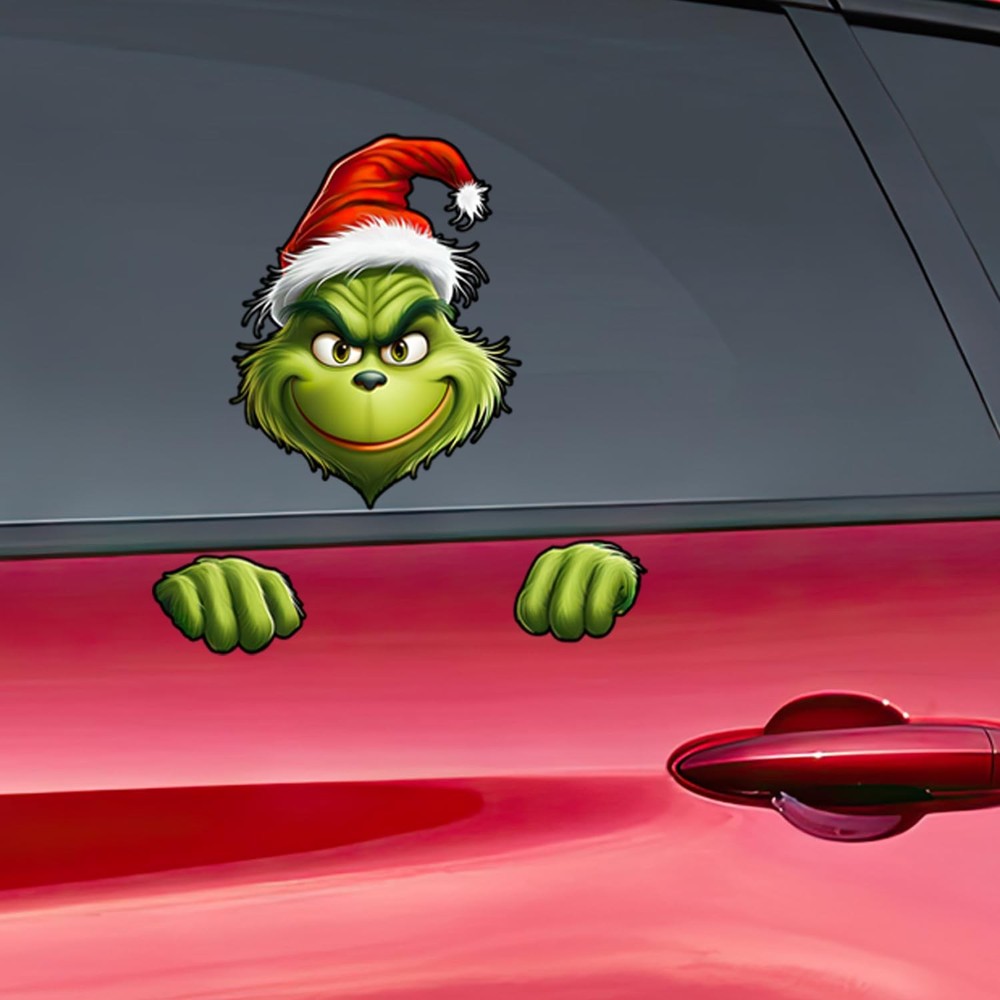 Factory Crafts | Funny Christmas Car 9.8″x8.1″, Green Red White Black