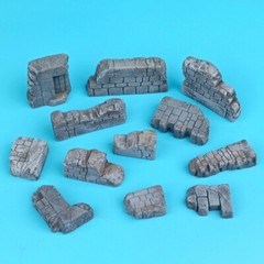 2-6cm Painted Diorama Building Ruins Rubble Brick Wall Base Scene Props Model