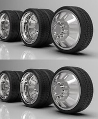 1:16 26” Semi Truck “Razor”Dually Wheels On Low Profile Tires (2 Fronts 4 Rears)