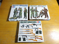 Three MINIATURES Figure Kits: MORTOR & GUN CREW, INFANTRY WEAPONS, TANK CREW