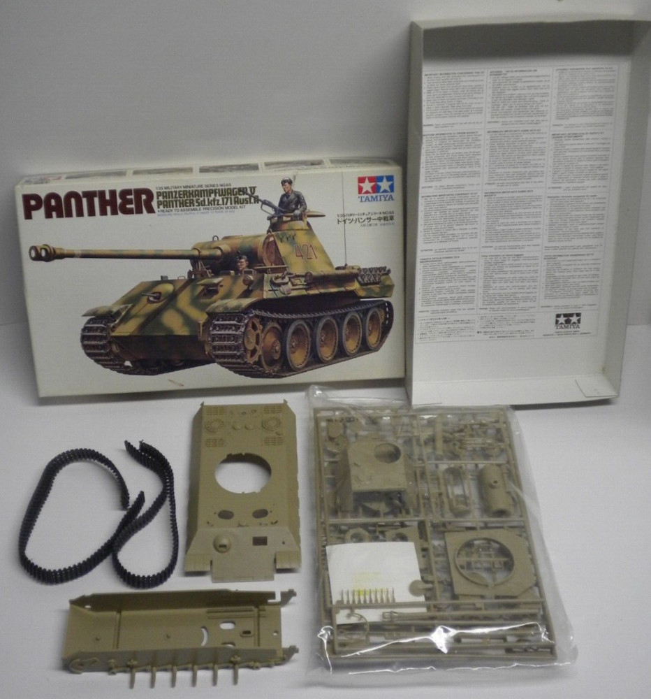Tamiya WWII Military German Panther Tank Model Kit No. 65 Scale 1/35 Incomplete