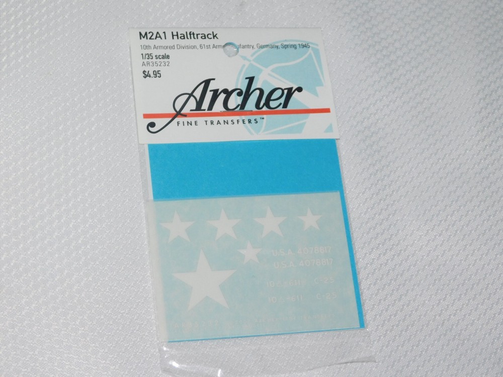 Archer 1/35 M2A1 Half-track Markings 10th AD 61.AB ARMORED Germany 1945 AR35232