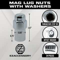 Cragar Standard Mag Lug Nut 7/16″-20 with Keystone Offset Washer Set of 24 Pcs