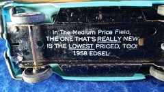 Vintage Dealer Promo Car AMT 1958 Ford Edsel. Turquoise Blue/White Top, 2 Door